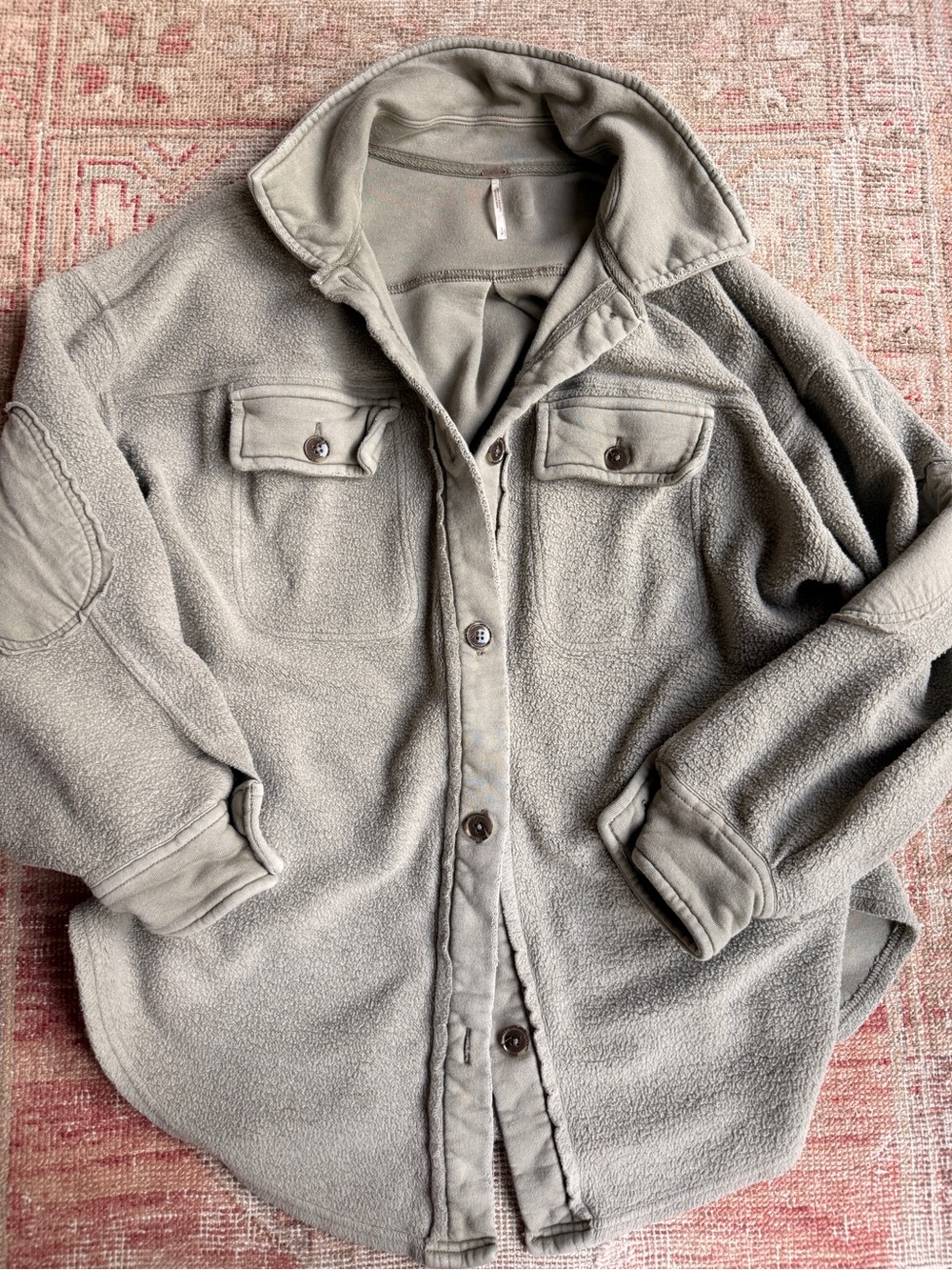 Free People Olive Gray Teddy Shacket